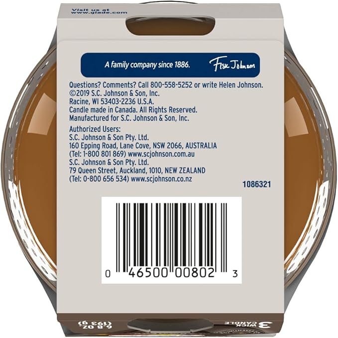 Glade Candle Cashmere Woods, Fragrance Candle Infused with Essential Oils, Air Freshener Candle, 3-Wick Candle, 6.8 Oz, 3 Count