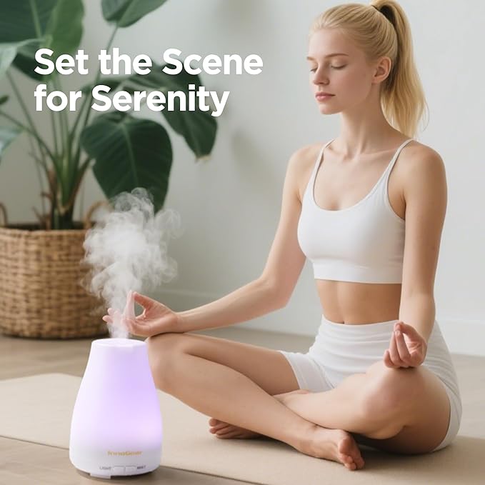 InnoGear Essential Oil Diffuser, 2 Pack Ultrasonic Diffusers for Home Aromatherapy Humidifier for Bedroom Room 7 Colors LED 2 Mist Mode Auto Off, Basic White