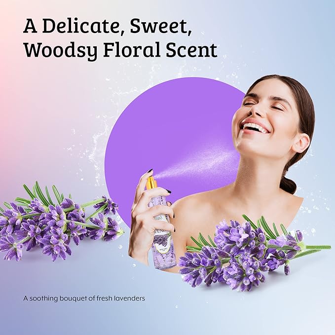 Freida and Joe Lavender Luxury Body Spray For Women, Womens Perfume Fragrance Body Mist & Sprays, Women's Woodsy Scented Gifts & Presents, 8 oz Fine Mist Spray Bottle – Mother's Day Gift for Mom