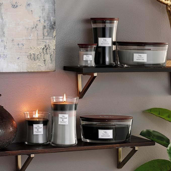 WoodWick Ellipse Trilogy Scented Candle | Warm Woods | with Crackling Wick | Burn Time: Up to 50 Hours