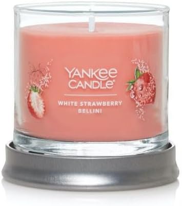 Yankee Candle Small Tumbler Scented Single Wick Jar Candle, White Strawberry Bellini, Over 20 Hours of Burn Time, 4.3 Ounce (Pack of 2)