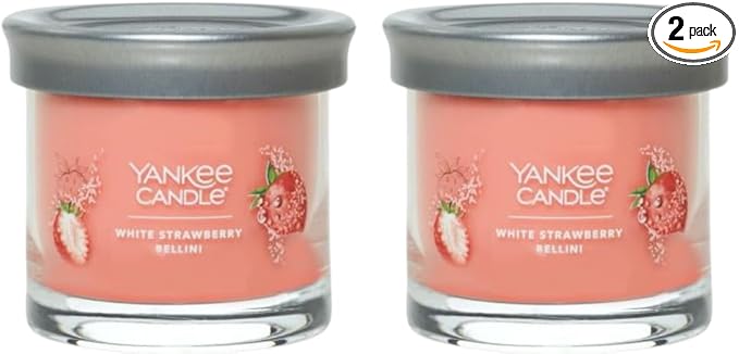 Yankee Candle Small Tumbler Scented Single Wick Jar Candle, White Strawberry Bellini, Over 20 Hours of Burn Time, 4.3 Ounce (Pack of 2)