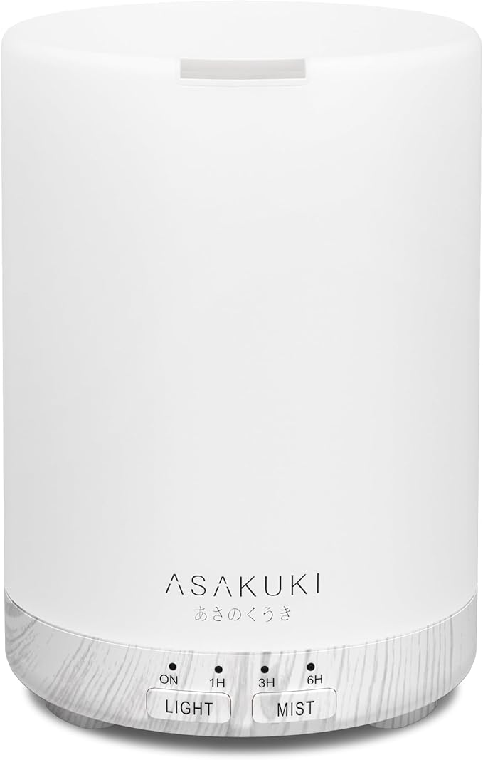 ASAKUKI 300ML Essential Oil Diffuser, Quiet 5-in-1 Premium Humidifier, Women's Day Gift, Home Fragrance Aroma Diffuser with 7 LED Color Changing Light and Auto-Off Switch -White