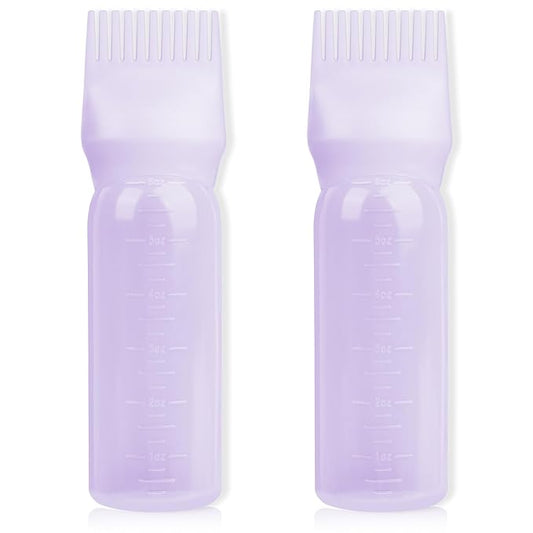 BLAAROOM Root Comb Applicator 6 Ounce, 2 Pack Hair Oil Dispenser With Brush for Oiling and Dyeing - Purple