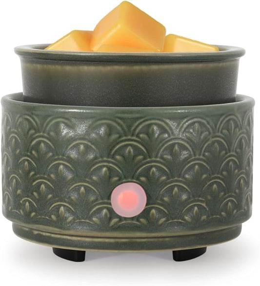 kobodon Ceramic Wax Melt Warmer - 3-in-1Electric Wax Warmer-Fragrance Candle Burner for Scented Wax Tarts and Essential Oils - Wax Melts as Gifts for Moms Grandma Women Girls（Green）…