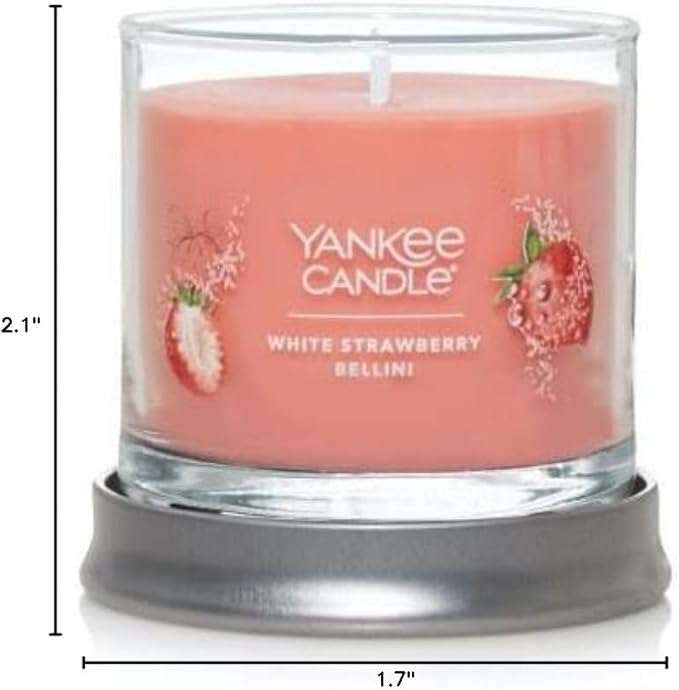 Yankee Candle Small Tumbler Scented Single Wick Jar Candle, White Strawberry Bellini, Over 20 Hours of Burn Time, 4.3 Ounce (Pack of 2)