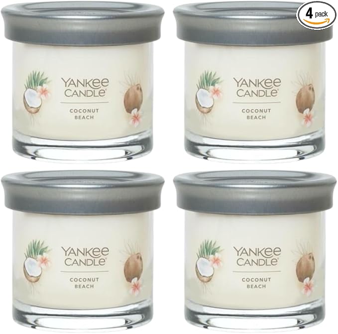 Yankee Candle Small Tumbler Scented Single Wick Jar Candle, Coconut Beach, Over 20 Hours of Burn Time, 4.3 Ounce (Pack of 4)