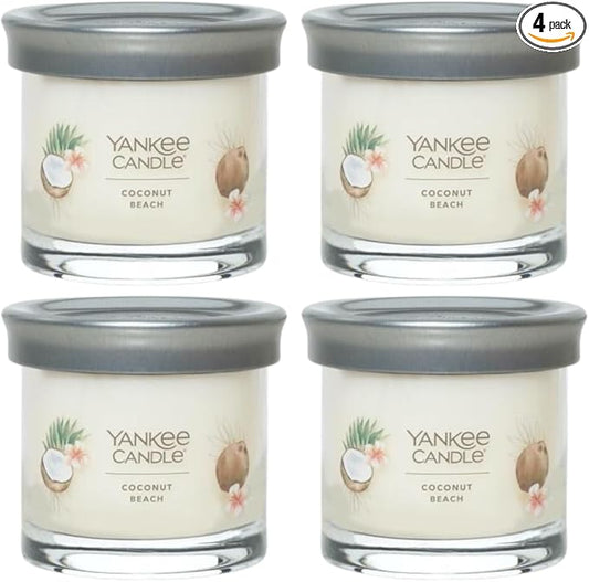 Yankee Candle Small Tumbler Scented Single Wick Jar Candle, Coconut Beach, Over 20 Hours of Burn Time, 4.3 Ounce (Pack of 4)