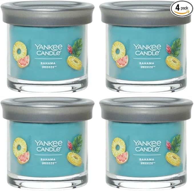Yankee Candle Small Tumbler Scented Single Wick Jar Candle, Bahama Breeze, Over 20 Hours of Burn Time, 4.3 Ounce (Pack of 4)