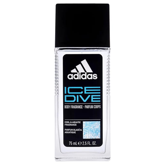 Adidas Ice Dive Body Fragrance 2.5 fl oz (Pack of 1), Notes of Lavender, Sandalwood, and Vanilla, Men's fragrance, Long lasting, Sporty fragrance, Travel size
