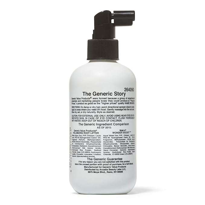 Generic Value Products Volumizing Root Lifter, For All Hair Types, Weightless, HumidityResistant, Adds Body, Medium to Firm Control, 8.5 Oz