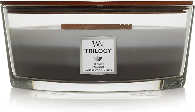 WoodWick Ellipse Trilogy Scented Candle | Warm Woods | with Crackling Wick | Burn Time: Up to 50 Hours