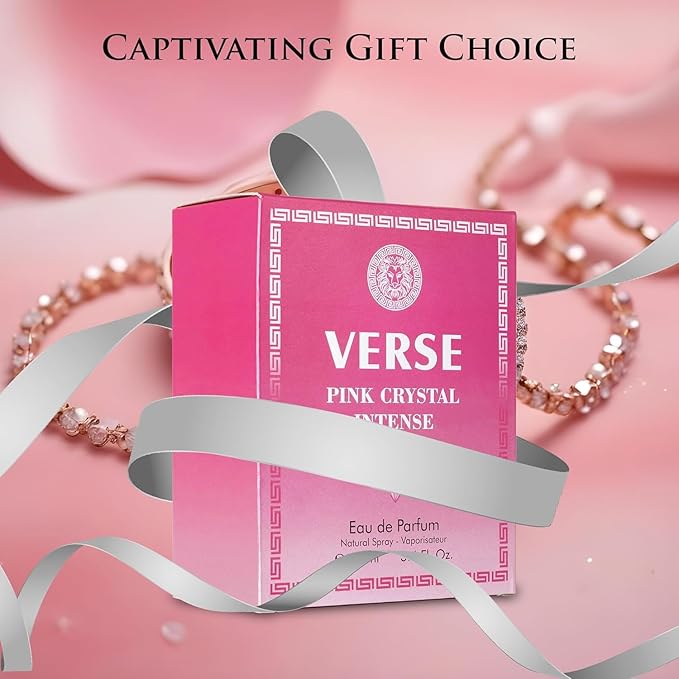 Verse Pink Crystal Intense for Women 3.4 fl Oz - Scents of Raspberry, Peony, Magnolia & Lotus Flowers - Base Notes of Amber, Vibrant Musk & Deep Mahogany Wood (2 Pack)