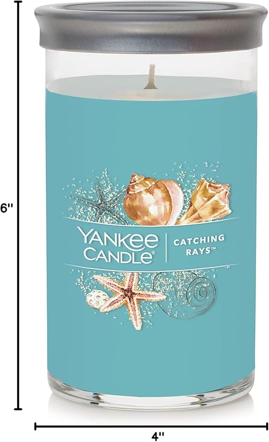 Yankee Candle Medium Pillar Scented Candle with up to 115 Hour Burn Time, Premium Plant Wax Blend for Consistent Burn, 14.25 oz Pillar Candle with Room Filling Fragrance, Catching Rays