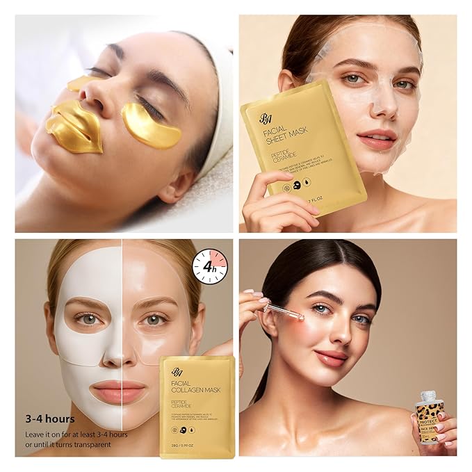 33 Pcs Valentines Day Gifts for Women, Honey & Almond Skin Care Kit, Spa Bath & Body Gift Set, Face Sheet Mask, Lip Gloss, Cosmetic Bag, Necklace, Christmas, Anniversary, Birthday