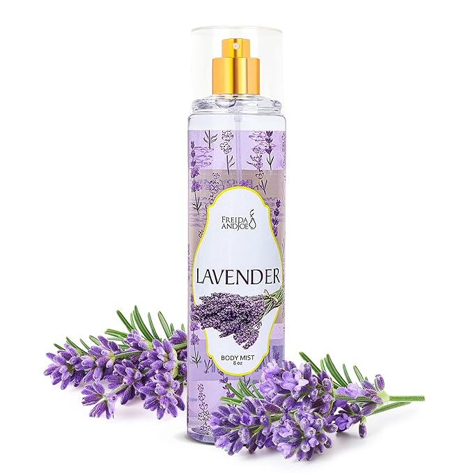 Freida and Joe Lavender Luxury Body Spray For Women, Womens Perfume Fragrance Body Mist & Sprays, Women's Woodsy Scented Gifts & Presents, 8 oz Fine Mist Spray Bottle – Mother's Day Gift for Mom