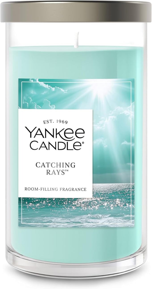 Yankee Candle Medium Pillar Scented Candle with up to 115 Hour Burn Time, Premium Plant Wax Blend for Consistent Burn, 14.25 oz Pillar Candle with Room Filling Fragrance, Catching Rays