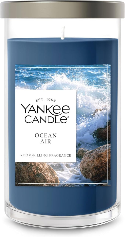Yankee Candle Medium Pillar Scented Candle with up to 115 Hour Burn Time, Premium Plant Wax Blend for Consistent Burn, 14.25 oz Pillar Candle with Room Filling Fragrance, Ocean Air