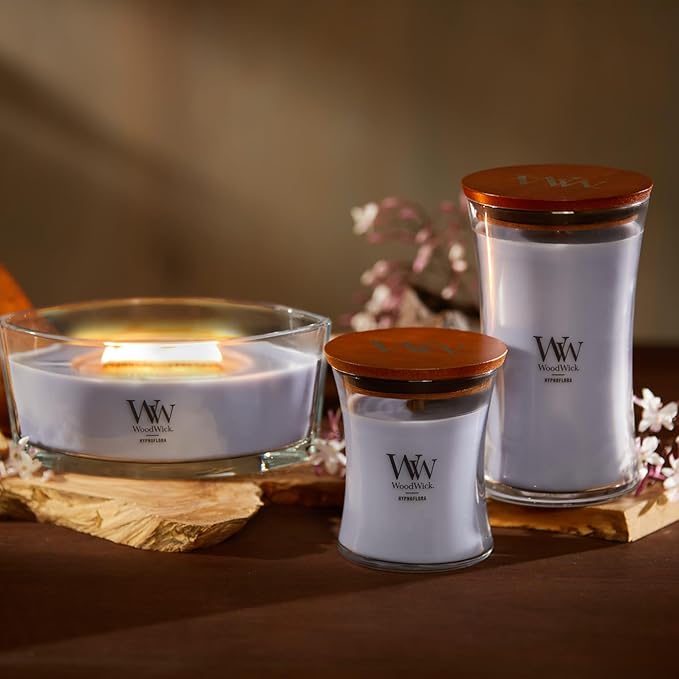 WoodWick Hypnoflora Scented Large Hourglass Candle, Crackles as it burns, Up to 180 hrs burn time, Perfect for gifting or home décor, 21oz