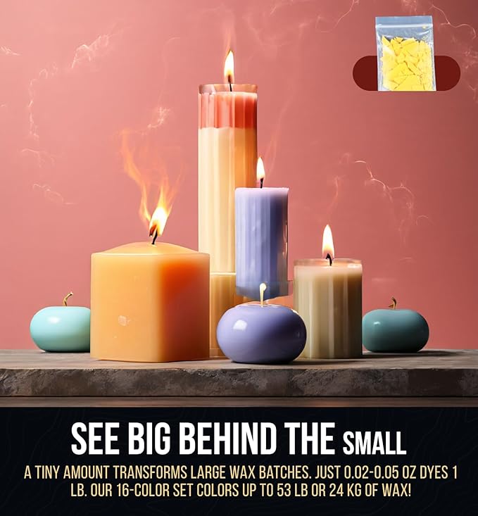 Candle Color Dye - 24 Colors (3g Each) for Soy Wax Candle Making | Natural Cosmetic Grade Dyes