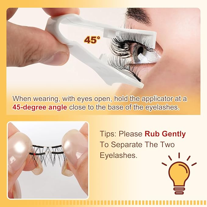 QUEWEL Magnetic-Eyelashes with Applicator, Upgrade 1 Pair Soft Magnetic Lashes, No Glue Needed Reusable Magnetic Eyelashes So Soft and Suitable for Beginners (Soft-Magnetic-B)