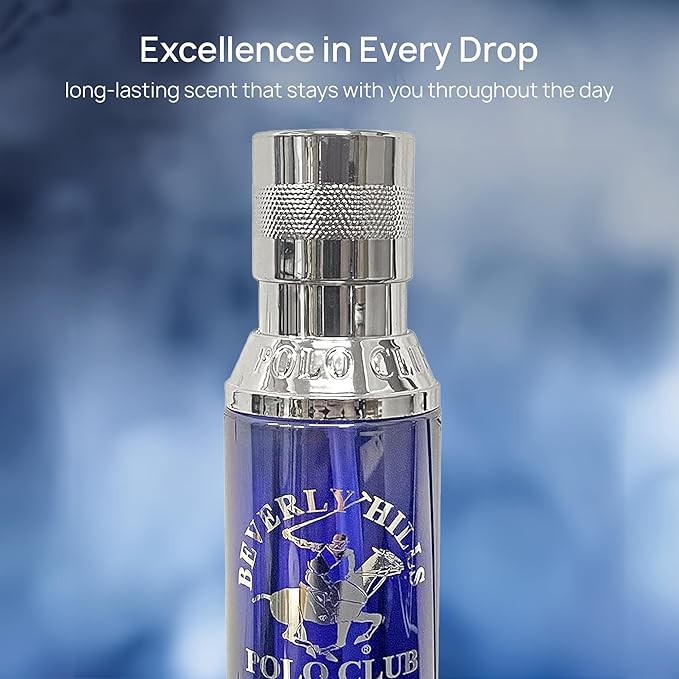 Beverly Hills Polo Club Body Spray for Men - BHPC Blue - Notes of Lavender & Sandalwood - Fresh, Oceanic, Long Lasting Cologne Scents - Ideal Gift for Him, 6oz