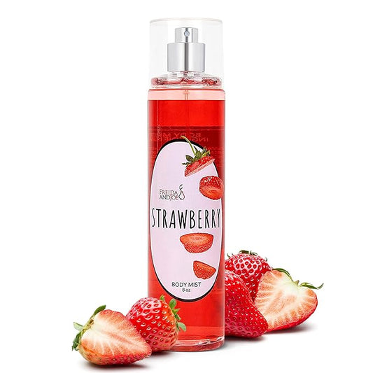 Freida and Joe Luxurious Scented Strawberry Fragrance Body Mist A Sophisticated 8 oz Gift Stocking Stuffer Exquisitely Crafted for Women's Sublime Fragrance – Mother's Day Gift for Mom
