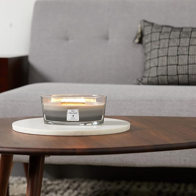 WoodWick Ellipse Trilogy Scented Candle | Warm Woods | with Crackling Wick | Burn Time: Up to 50 Hours