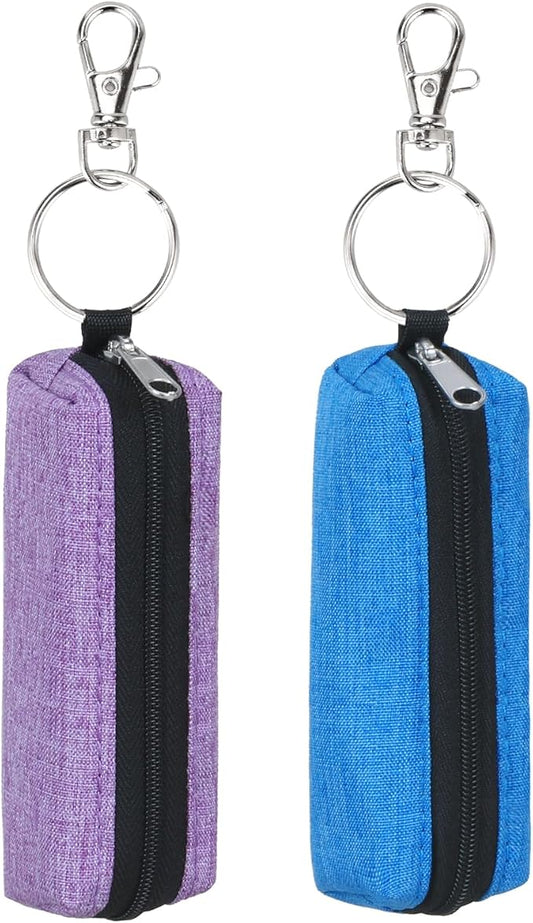 Chapstick Holder Lip Balm Sleeve Pouch Lipstick Holder Bag Lip Gloss Holder With Hook Stocking Stuffers Gift for Women (Blue，purple)