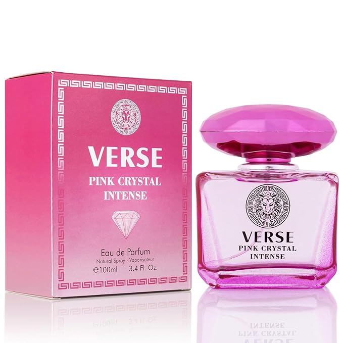 Verse Pink Crystal Intense for Women 3.4 fl Oz - Scents of Raspberry, Peony, Magnolia & Lotus Flowers - Base Notes of Amber, Vibrant Musk & Deep Mahogany Wood (2 Pack)