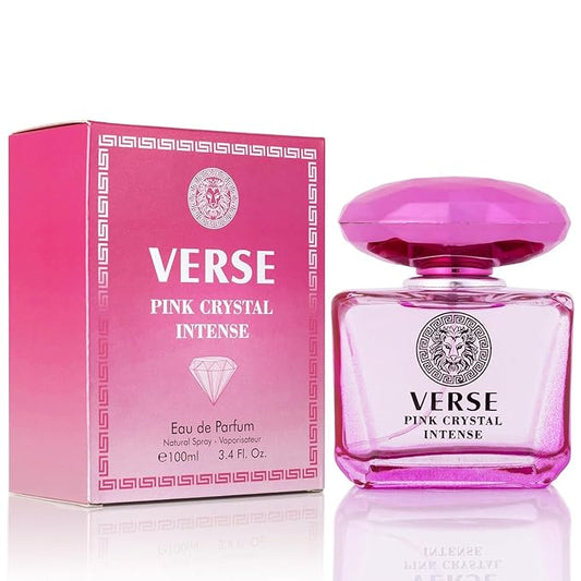 Verse Pink Crystal Intense for Women 3.4 fl Oz - Scents of Raspberry, Peony, Magnolia & Lotus Flowers - Base Notes of Amber, Vibrant Musk & Deep Mahogany Wood (2 Pack)