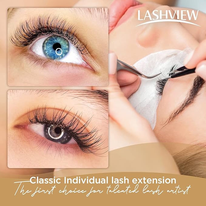 LASHVIEW Eyelash Extensions,Individual Lashes, Premium Single &Classic Lashes,0.18 Thickness C Curl 15-20mm Mixed Tray,Natural Semi Permanent Eyelashes,Soft Application-Friendly,Mink Lashes