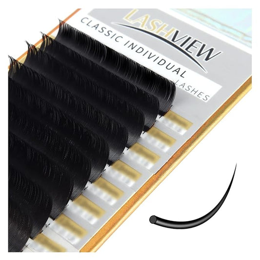 LASHVIEW Eyelash Extensions,Individual Lashes, Premium Single &Classic Lashes,0.18 Thickness C Curl 15-20mm Mixed Tray,Natural Semi Permanent Eyelashes,Soft Application-Friendly,Mink Lashes