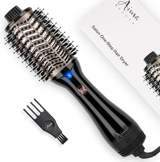 One Step Hair Dryer & Volumizing Hot Air Brush, Blow Dryer, Ceramic Straightener, Curler & Hot Comb 4 in 1 Salon Ionic Brush, Hair Styling Tools, Black