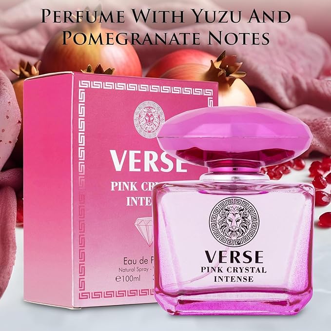 Verse Pink Crystal Intense for Women 3.4 fl Oz - Scents of Raspberry, Peony, Magnolia & Lotus Flowers - Base Notes of Amber, Vibrant Musk & Deep Mahogany Wood (2 Pack)