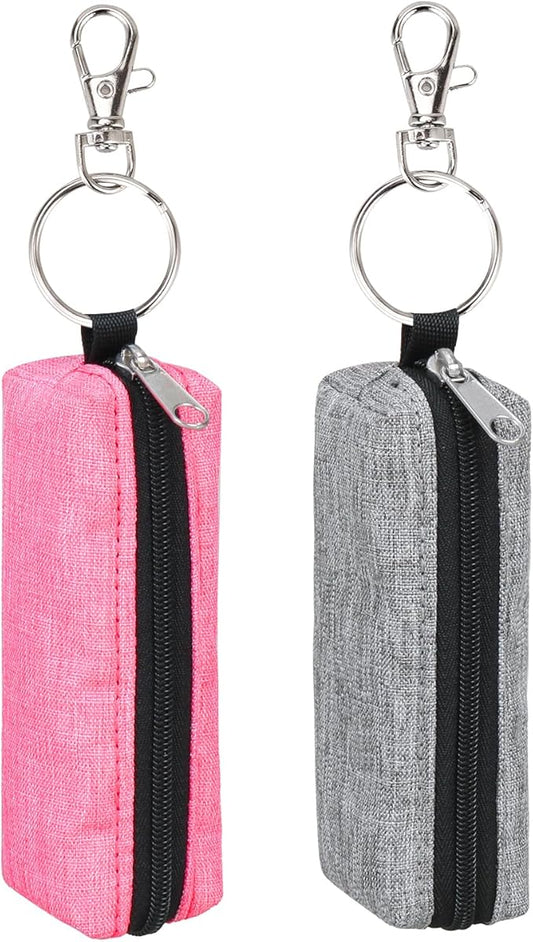 Chapstick Holder Lip Balm Sleeve Pouch Lipstick Holder Bag Lip Gloss Holder With Hook Stocking Stuffers Gift for Women (Grey, Rose Red)