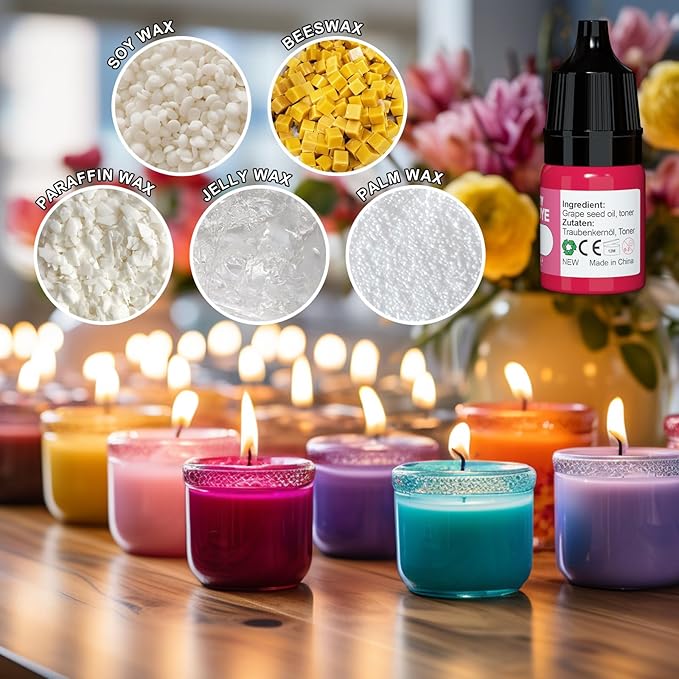 Candle Dye - 32 Colors Candle Wax Dyes, Highly Concentrated Candle Color Dye, Oil-Based Liquid Candle Dye for Soy Wax, Candle Making - 5ml Each