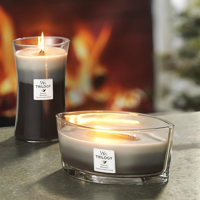 WoodWick Ellipse Trilogy Scented Candle | Warm Woods | with Crackling Wick | Burn Time: Up to 50 Hours