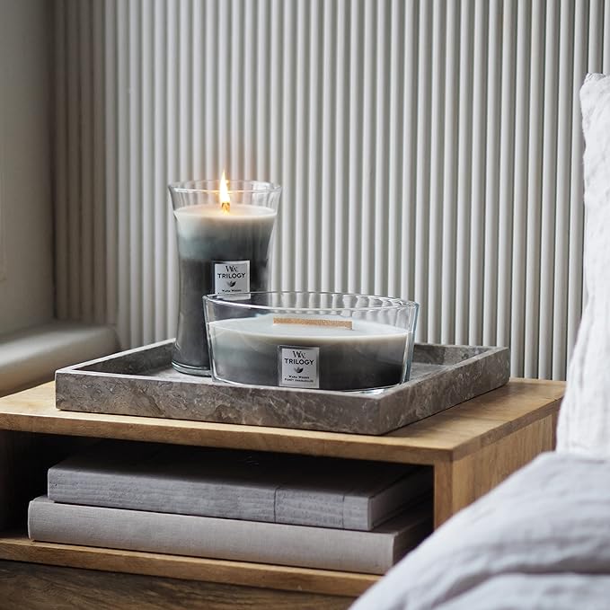 WoodWick Ellipse Trilogy Scented Candle | Warm Woods | with Crackling Wick | Burn Time: Up to 50 Hours