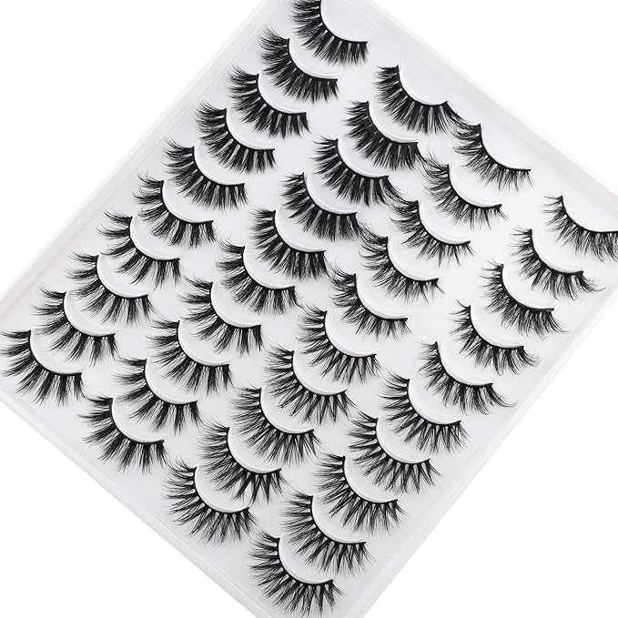 Lanflower False Eyelashes 20 Pairs 4 Styles Fluffy Long Dramatic Lashes Pack Wholesale Bulk Fake Faux Mink Lashes