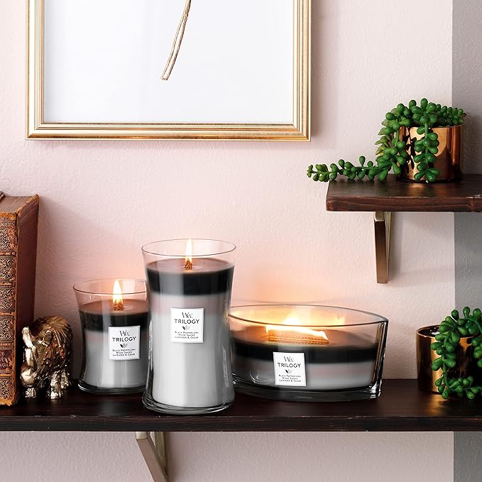 WoodWick Ellipse Trilogy Scented Candle | Warm Woods | with Crackling Wick | Burn Time: Up to 50 Hours