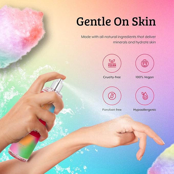 Cotton Candy Body Mist Spray 8 oz Fine Fragrance, Gift for Her Sweet and Playful Scent – Mother's Day Gift for Mom