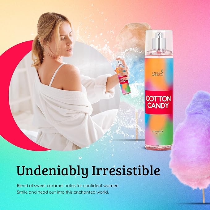 Cotton Candy Body Mist Spray 8 oz Fine Fragrance, Gift for Her Sweet and Playful Scent – Mother's Day Gift for Mom