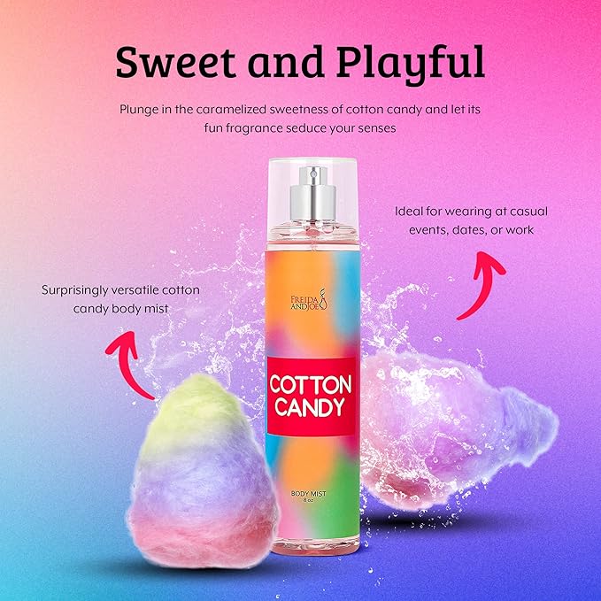 Cotton Candy Body Mist Spray 8 oz Fine Fragrance, Gift for Her Sweet and Playful Scent – Mother's Day Gift for Mom