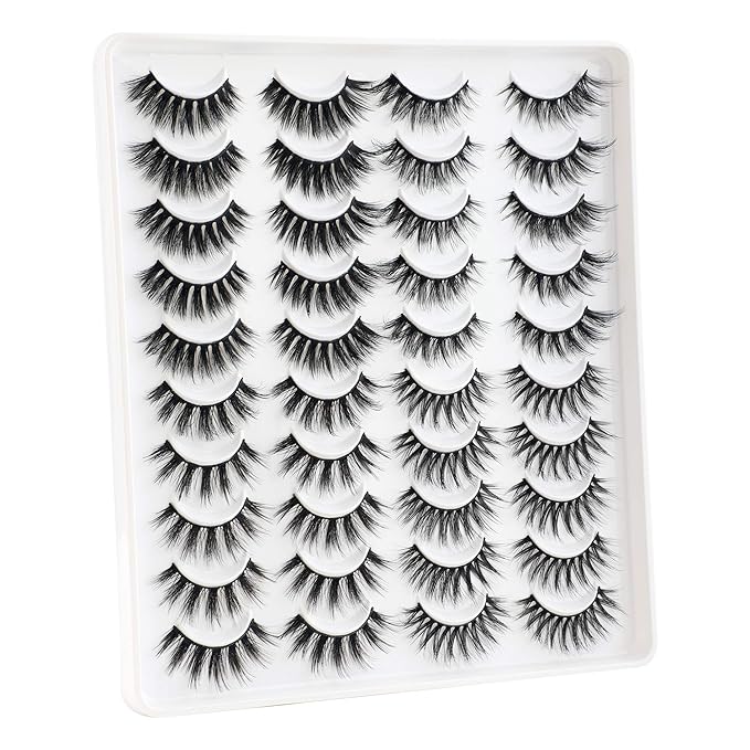Lanflower False Eyelashes 20 Pairs 4 Styles Fluffy Long Dramatic Lashes Pack Wholesale Bulk Fake Faux Mink Lashes