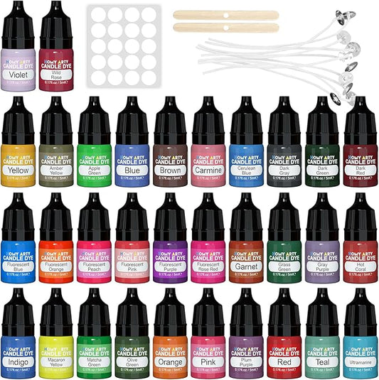 Candle Dye - 32 Colors Candle Wax Dyes, Highly Concentrated Candle Color Dye, Oil-Based Liquid Candle Dye for Soy Wax, Candle Making - 5ml Each