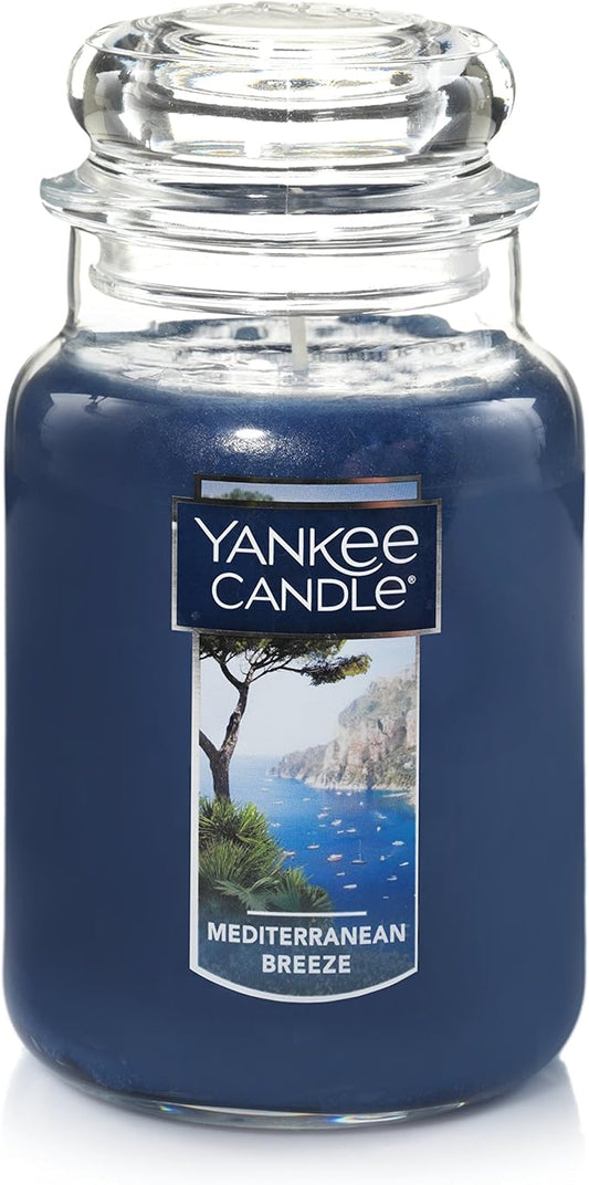 Yankee Candle Mediterranean Breeze Scented Classic 22oz Large Jar Single Wick Candle Over 110 Hours of Burn Time Paraffin-Grade Wax