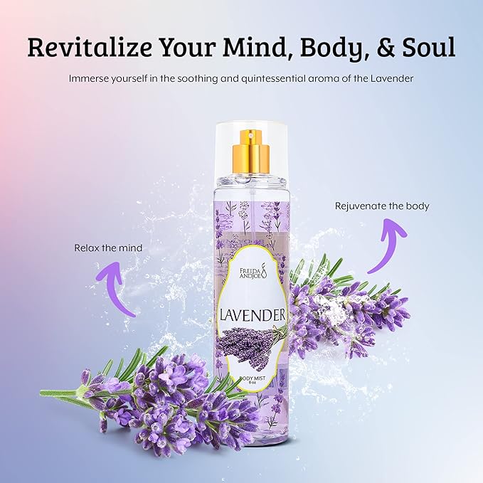 Freida and Joe Lavender Luxury Body Spray For Women, Womens Perfume Fragrance Body Mist & Sprays, Women's Woodsy Scented Gifts & Presents, 8 oz Fine Mist Spray Bottle – Mother's Day Gift for Mom