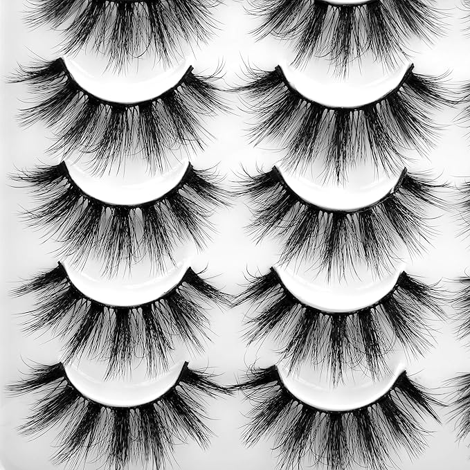Lanflower False Eyelashes 20 Pairs 4 Styles Fluffy Long Dramatic Lashes Pack Wholesale Bulk Fake Faux Mink Lashes