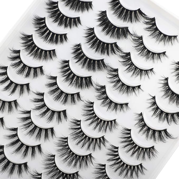 Lanflower False Eyelashes 20 Pairs 4 Styles Fluffy Long Dramatic Lashes Pack Wholesale Bulk Fake Faux Mink Lashes